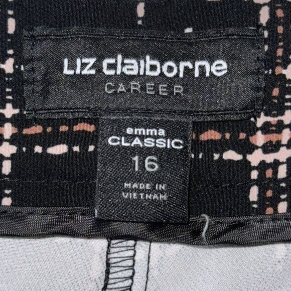 Liz Claiborne Career Emma Classic Plaid Pants Size 16 Black & Pink Polyester/Spa - Picture 3 of 9